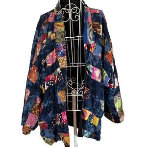 VTG Nativewear Designs Oversized Bohemian Lagenlook Quilted Jacket M Patchwork